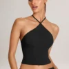 Top Aviora din modal cu gât în V, negru Top Aviora din modal cu gât în V, negru