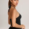 Top Aviora din modal cu gât în V, negru Top Aviora din modal cu gât în V, negru