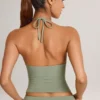Top Aviora Modal cu gât halter în verde salvie Top Aviora Modal cu gât halter în verde salvie