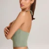 Top Aviora Modal cu gât halter în verde salvie Top Aviora Modal cu gât halter în verde salvie