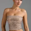Top bandeau Charnelle cu ornamente, culoare Almond Top bandeau Charnelle cu ornamente, culoare Almond