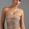 Top bandeau Charnelle cu ornamente, culoare Almond Top bandeau Charnelle cu ornamente, culoare Almond