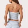Top bandeau din jersey cu nervuri, cu dungi albastre Top bandeau din jersey cu nervuri, cu dungi albastre