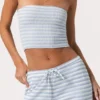 Top bandeau din jersey cu nervuri, cu dungi albastre Top bandeau din jersey cu nervuri, cu dungi albastre