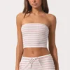 Top bandeau din jersey cu nervuri, cu dungi roz Top bandeau din jersey cu nervuri, cu dungi roz