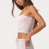 Top bandeau din jersey cu nervuri, cu dungi roz Top bandeau din jersey cu nervuri, cu dungi roz