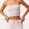 Top bandeau din jersey cu nervuri, cu dungi roz Top bandeau din jersey cu nervuri, cu dungi roz