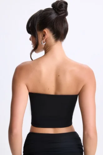 Top bandeau Edie Modal cu detaliu răsucit în față, negru
