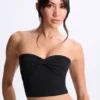 Top bandeau Edie Modal cu detaliu răsucit în față, negru Top bandeau Edie Modal cu detaliu răsucit în față, negru