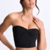 Top bandeau Edie Modal cu detaliu răsucit în față, negru Top bandeau Edie Modal cu detaliu răsucit în față, negru
