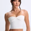 Top bandeau Edie Modal Twist-Front în alb Top bandeau Edie Modal Twist-Front în alb