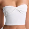 Top bandeau Edie Modal Twist-Front în alb Top bandeau Edie Modal Twist-Front în alb