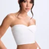 Top bandeau Edie Modal Twist-Front în alb Top bandeau Edie Modal Twist-Front în alb