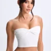 Top bandeau Edie Modal Twist-Front în alb Top bandeau Edie Modal Twist-Front în alb