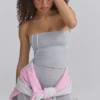 Top bandeau Soft Active cu borduri contrastante, în culoarea gri melanj Top bandeau Soft Active cu borduri contrastante, în culoarea gri melanj