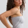 Top bandeau Soft Active cu borduri contrastante, în culoarea gri melanj Top bandeau Soft Active cu borduri contrastante, în culoarea gri melanj