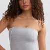 Top bandeau Soft Active cu borduri contrastante, în culoarea gri melanj Top bandeau Soft Active cu borduri contrastante, în culoarea gri melanj