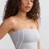 Top bandeau Soft Active cu borduri contrastante, în culoarea gri melanj Top bandeau Soft Active cu borduri contrastante, în culoarea gri melanj