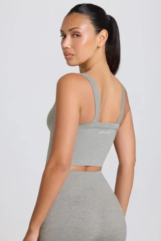 Top camisol lung fără cusături Super Sculpt, gri melanj