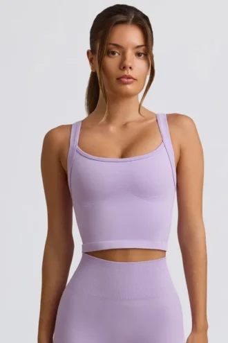Top camisol lung fără cusături Super Sculpt în culoarea liliac deschis