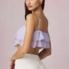Top camisol scurt cu volane Lacie, în culoarea liliac