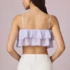Top camisol scurt cu volane Lacie, în culoarea liliac