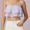 Top camisol scurt cu volane Lacie, în culoarea liliac