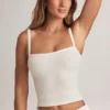 Top camisole cu gât pătrat din modal Lai, alb Top camisole cu gât pătrat din modal Lai, alb