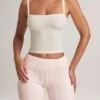 Top camisole cu gât pătrat din modal Lai, alb Top camisole cu gât pătrat din modal Lai, alb