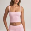Top camisole cu gât pătrat din modal Lai, în roz pastel Top camisole cu gât pătrat din modal Lai, în roz pastel