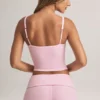 Top camisole cu gât pătrat din modal Lai, în roz pastel Top camisole cu gât pătrat din modal Lai, în roz pastel