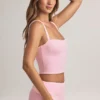 Top camisole cu gât pătrat din modal Lai, în roz pastel Top camisole cu gât pătrat din modal Lai, în roz pastel