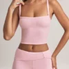 Top camisole cu gât pătrat din modal Lai, în roz pastel Top camisole cu gât pătrat din modal Lai, în roz pastel