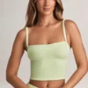 Top camisole cu gât pătrat din modal Lai, verde salvie Top camisole cu gât pătrat din modal Lai, verde salvie