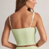 Top camisole cu gât pătrat din modal Lai, verde salvie Top camisole cu gât pătrat din modal Lai, verde salvie