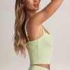 Top camisole cu gât pătrat din modal Lai, verde salvie Top camisole cu gât pătrat din modal Lai, verde salvie