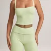 Top camisole cu gât pătrat din modal Lai, verde salvie Top camisole cu gât pătrat din modal Lai, verde salvie