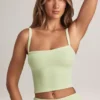 Top camisole cu gât pătrat din modal Lai, verde salvie Top camisole cu gât pătrat din modal Lai, verde salvie