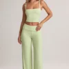 Top camisole cu gât pătrat din modal Lai, verde salvie Top camisole cu gât pătrat din modal Lai, verde salvie