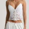 Top camisole din poplin de bumbac cu spate decupat Vasilia, alb Top camisole din poplin de bumbac cu spate decupat Vasilia, alb