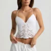Top camisole din poplin de bumbac cu spate decupat Vasilia, alb Top camisole din poplin de bumbac cu spate decupat Vasilia, alb