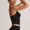 Top camisole Elma cu decolteu în V și volane, din TENCEL™ Modal, negru Top camisole Elma cu decolteu în V și volane, din TENCEL™ Modal, negru