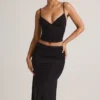 Top camisole Elma cu decolteu în V și volane, din TENCEL™ Modal, negru Top camisole Elma cu decolteu în V și volane, din TENCEL™ Modal, negru