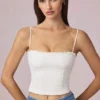 Top camisole Hania din modal cu broderie englezească, alb Top camisole Hania din modal cu broderie englezească, alb
