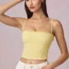 Top camisole Hania din modal cu broderie englezească, în galben lămâie Top camisole Hania din modal cu broderie englezească, în galben lămâie