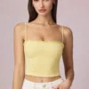 Top camisole Hania din modal cu broderie englezească, în galben lămâie Top camisole Hania din modal cu broderie englezească, în galben lămâie