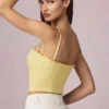 Top camisole Hania din modal cu broderie englezească, în galben lămâie Top camisole Hania din modal cu broderie englezească, în galben lămâie