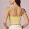 Top camisole Hania din modal cu broderie englezească, în galben lămâie Top camisole Hania din modal cu broderie englezească, în galben lămâie