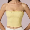 Top camisole Hania din modal cu broderie englezească, în galben lămâie Top camisole Hania din modal cu broderie englezească, în galben lămâie