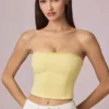 Top camisole Hania din modal cu broderie englezească, în galben lămâie Top camisole Hania din modal cu broderie englezească, în galben lămâie